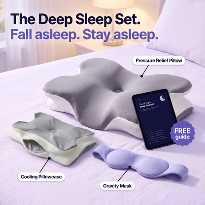 The Deep Sleep Bundle: Pressure Relief Pillow, Cooling Pillowcase, Gravity Mask and free guide