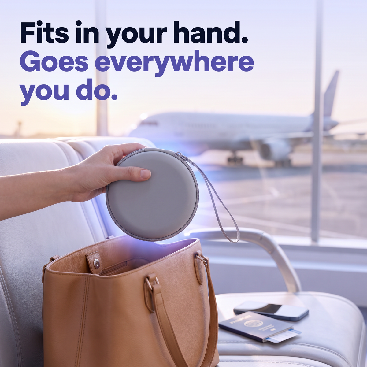 The travel case fits in your hand